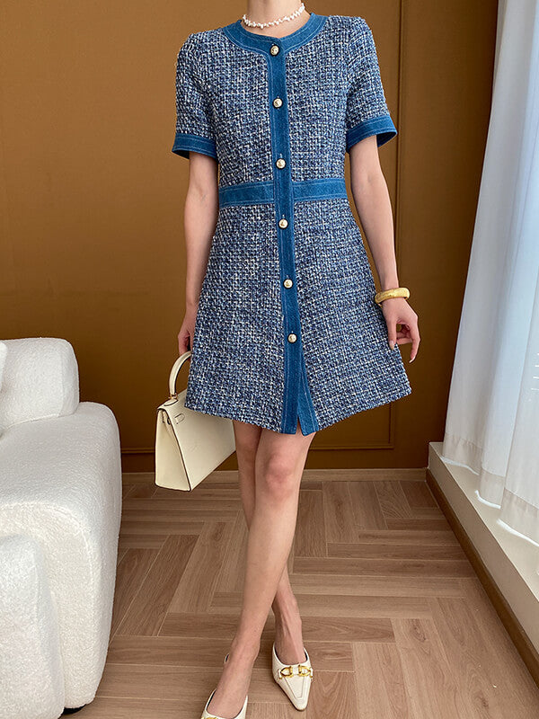 Onbely mini robe en tweed jean mode - onbely