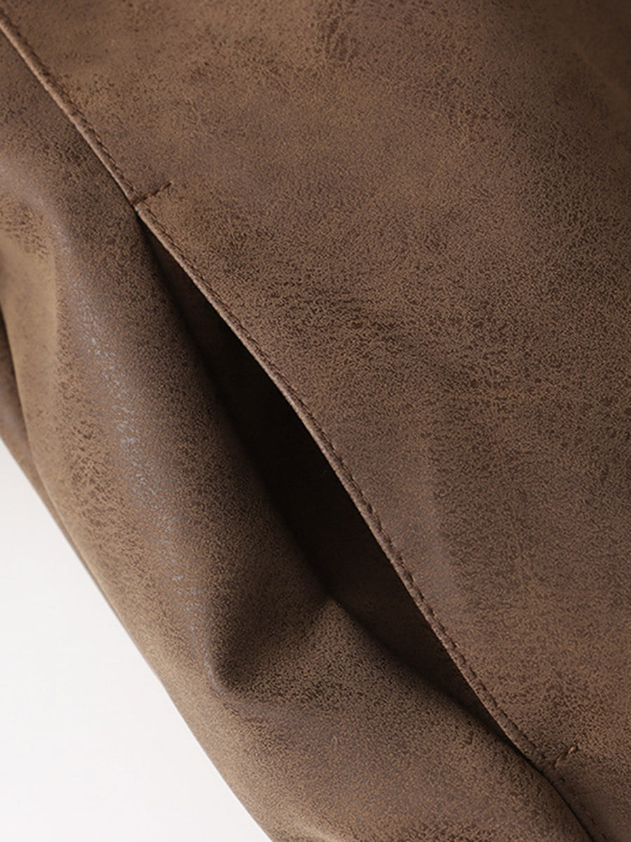Onbely veste en cuir PU fermeture éclair femme vintage