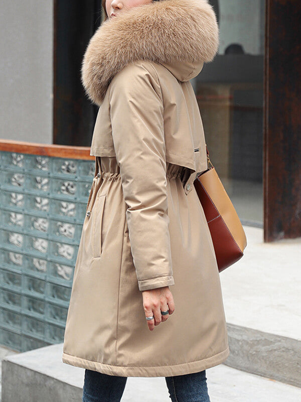 Onbely parka longue doublé polaire avec poches à capuche femme hiver