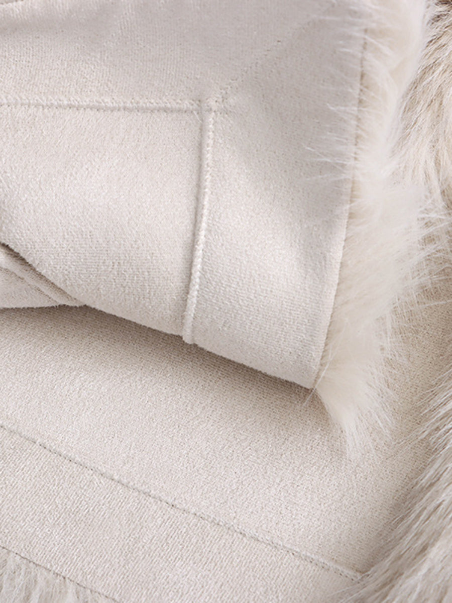 Onbely manteau en fausse fourrure courte pour femme mode
