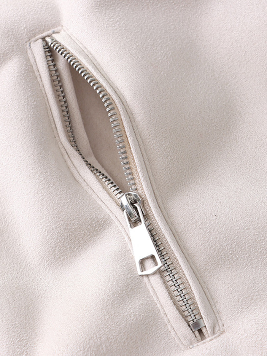 Onbely manteau aviateur en suédine doublé polaire femme hiver mode