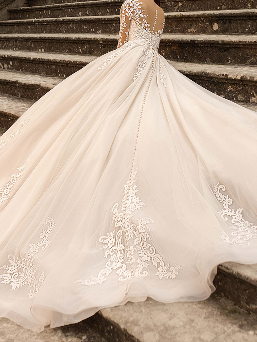 Onbely robe de mariée maxi longue dentelle appliques pearl dos nu bohème