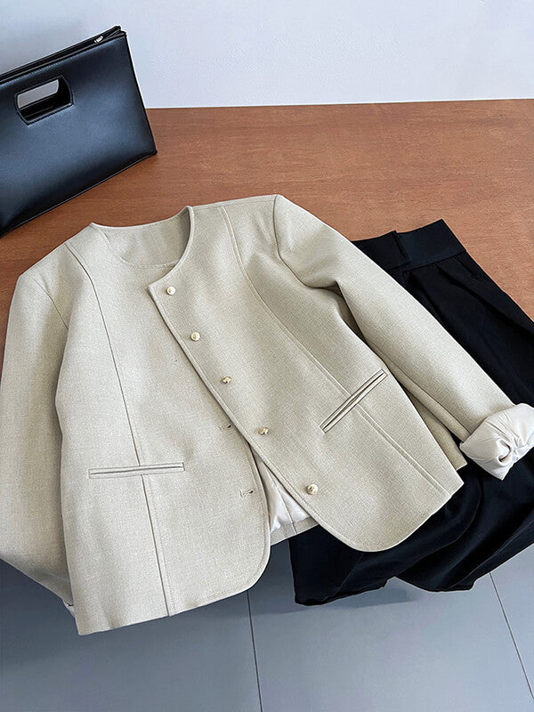 Onbely blazer boutonnage avec poches manches longues femme mode - onbely