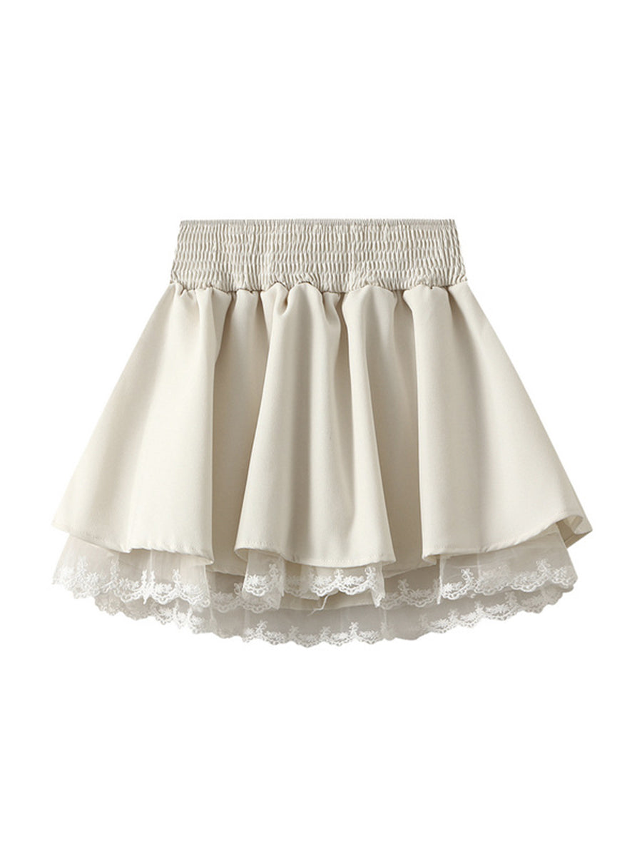 Onbely Jupe à gâteau courte en dentelle avec nœud papillon pour femme