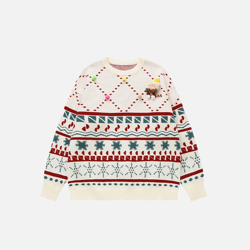 Pull de Noël tricoté à motif de neige