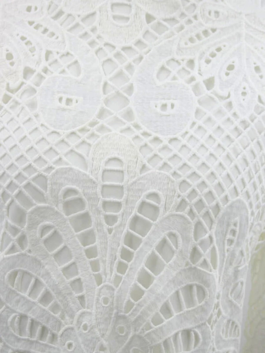 Onbely hauts courte broderie anglaise avec fermeture éclair col cheminée élégant femme