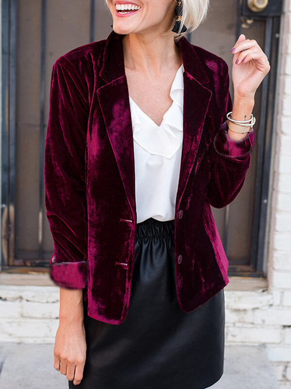 Onbely blazer en velours col revers élégant mode femme veste - onbely