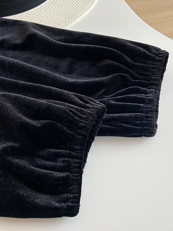 Onbely hauts noir velours col carré pour femme - onbely
