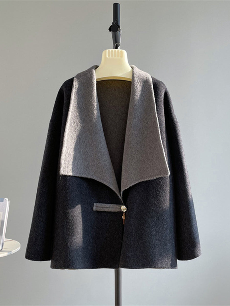 Onbely manteau en laine couleur bloc femme mode