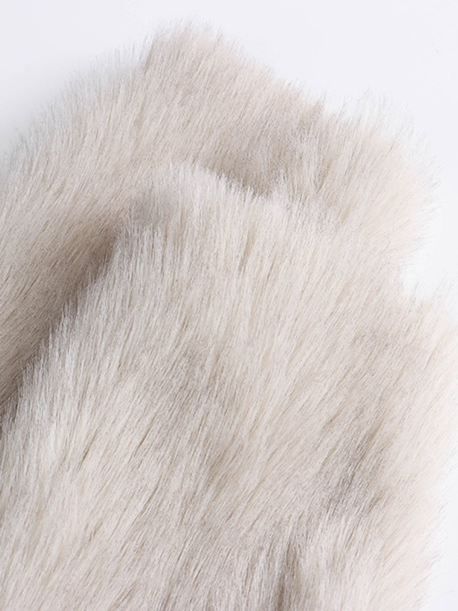 Onbely manteau en fausse fourrure courte pour femme mode