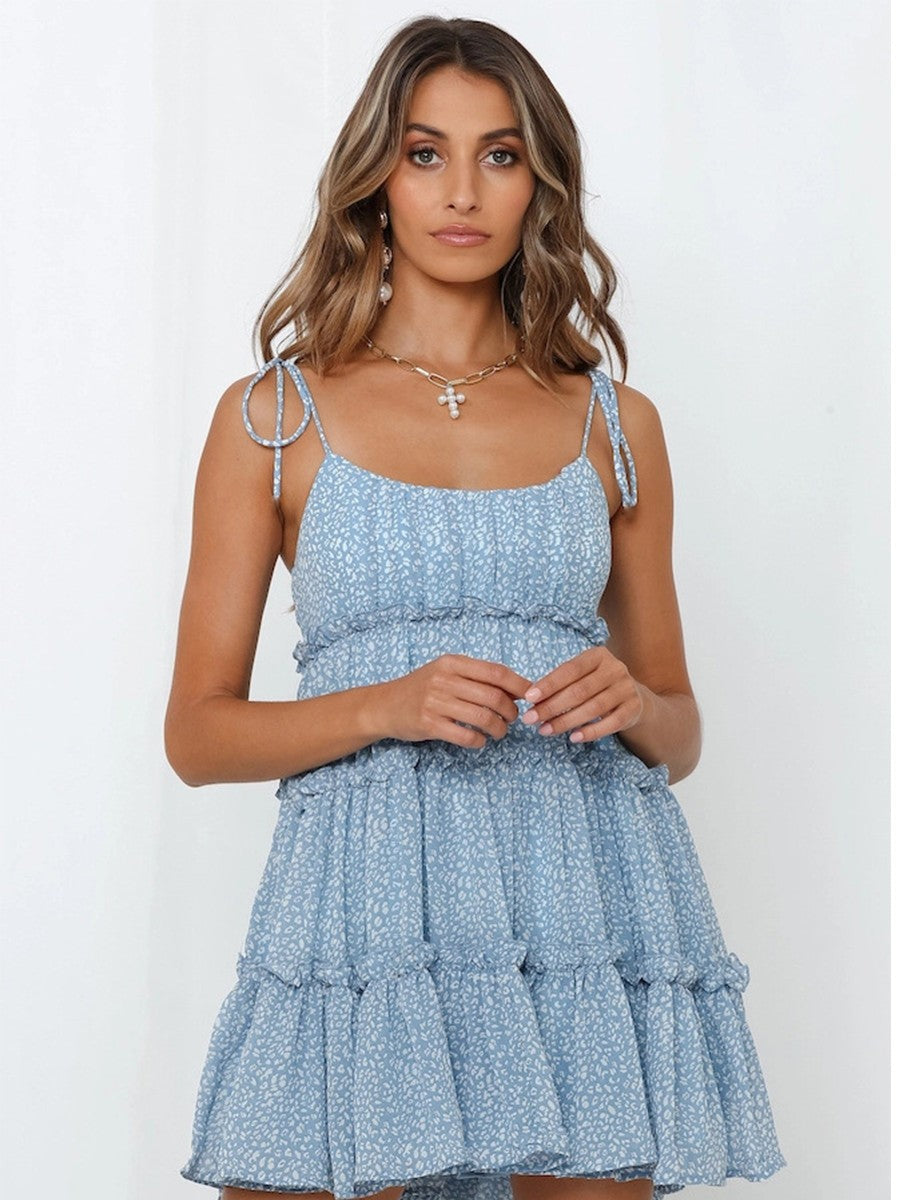 Onbely robe courte imprimé à fleurie à fines brides col carré doux tous les jours vacances