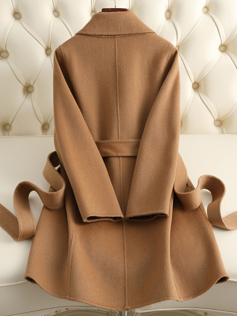 Onbely manteau en laine avec ceinture col revers femme élégant noël