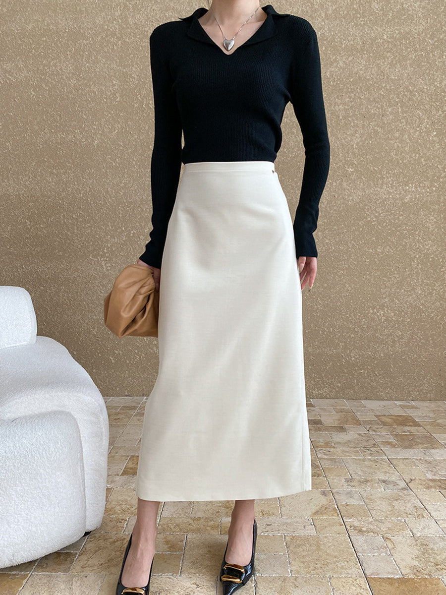 Onbely pull en maille moulante polo pour femme