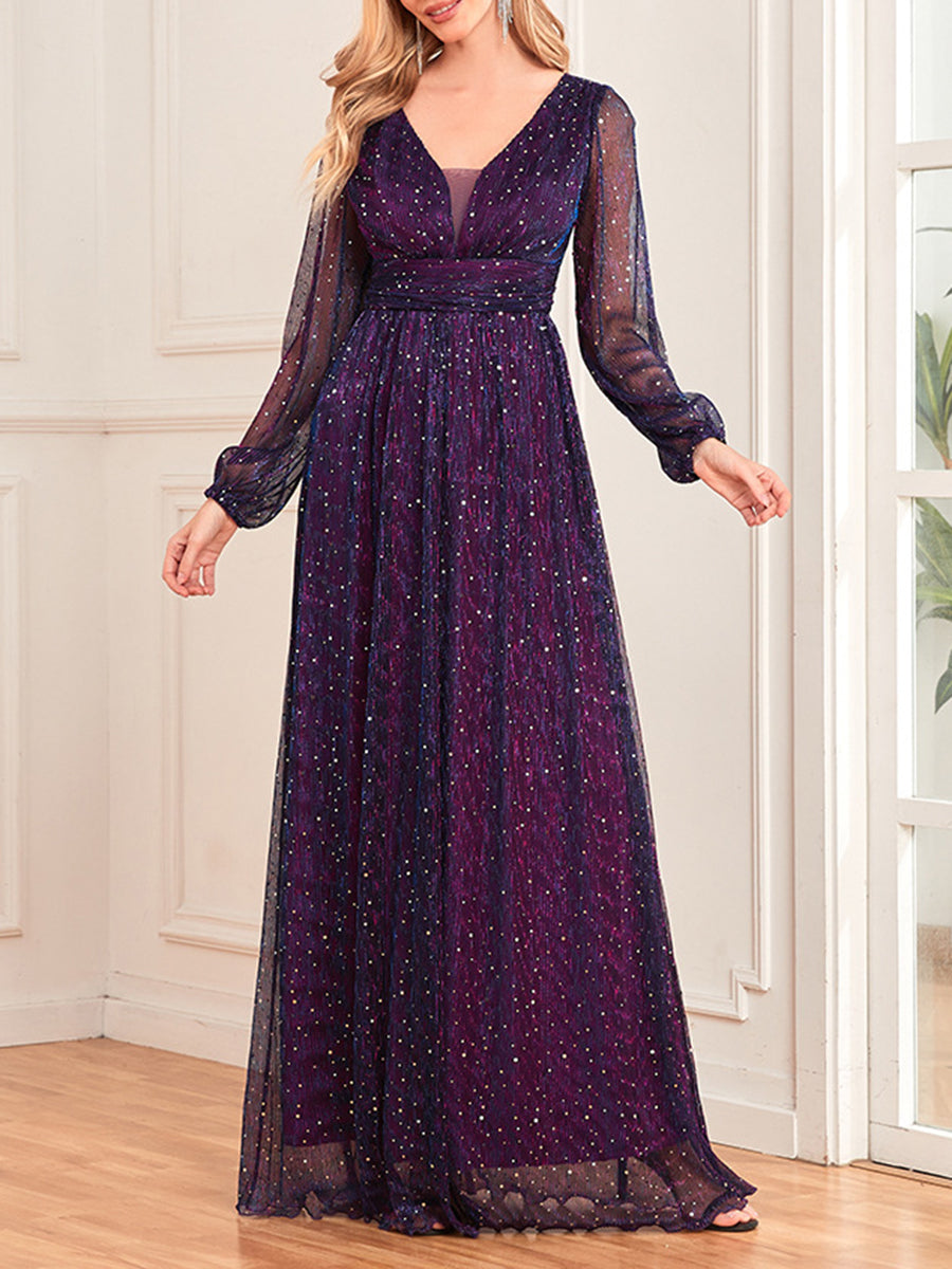 Onbely Robe de soirée maxi longue élégante avec paillettes brillantes pour un mariage femme cérémonie