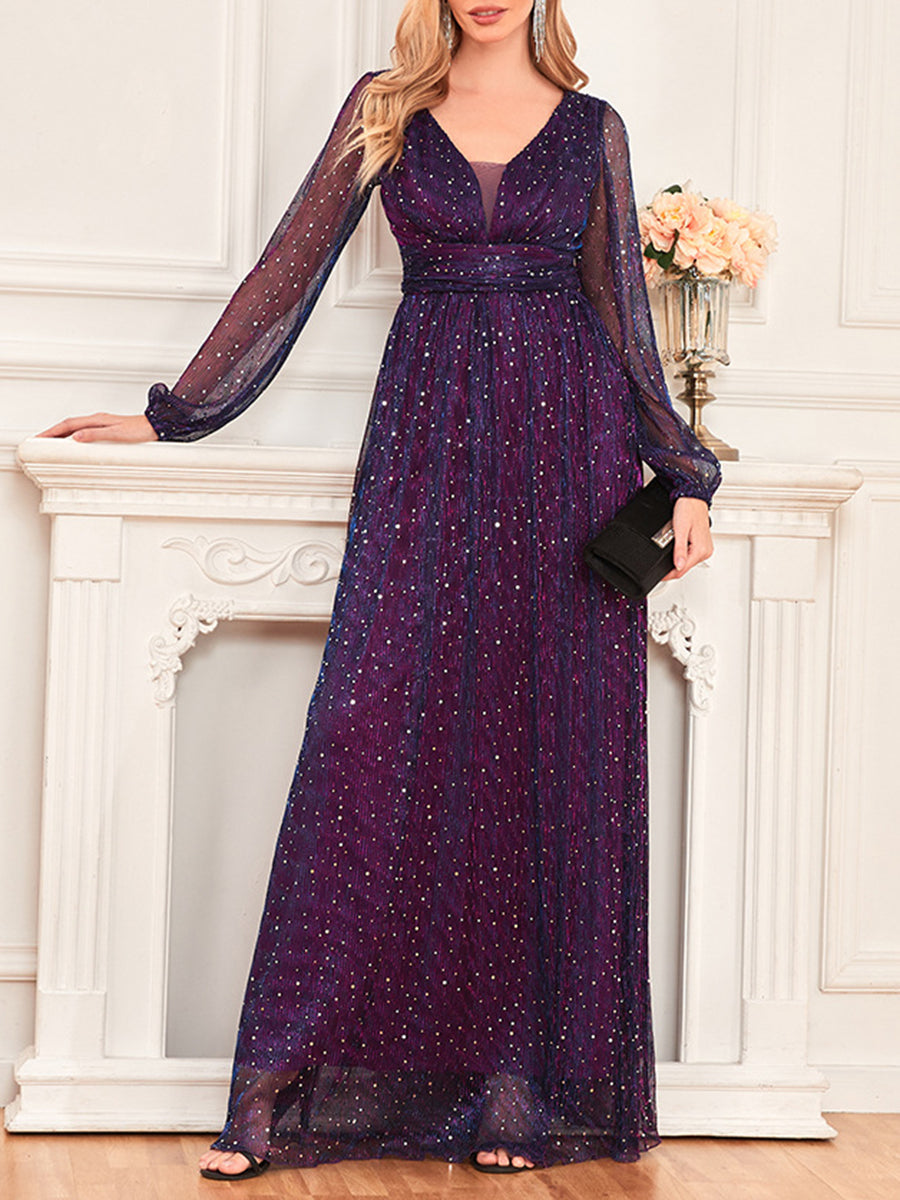 Onbely Robe de soirée maxi longue élégante avec paillettes brillantes pour un mariage femme cérémonie