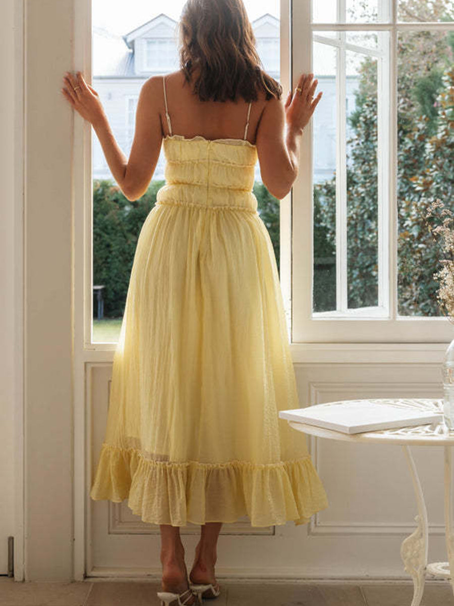 Onbely robe de soirée longue à fines brides avec liseré contrastant pour bal de promo et vacances