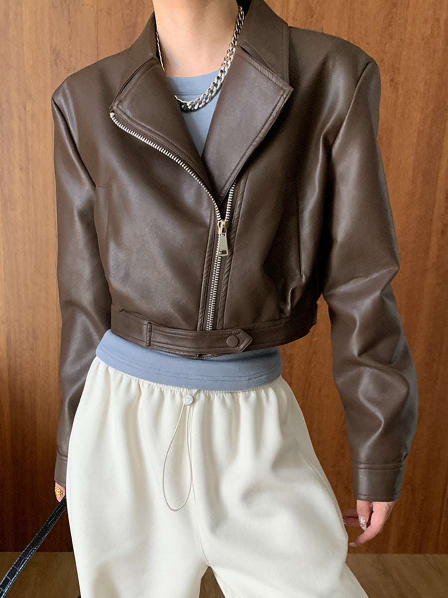 Onbely Perfecto femme en simili cuir court avec poches et fermeture éclair