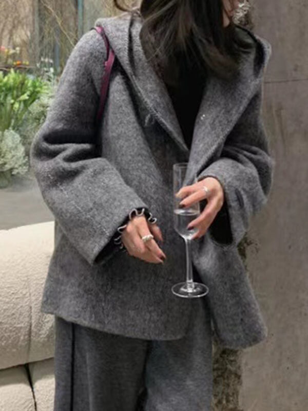 Onbely manteau en laine à capuche femme - onbely