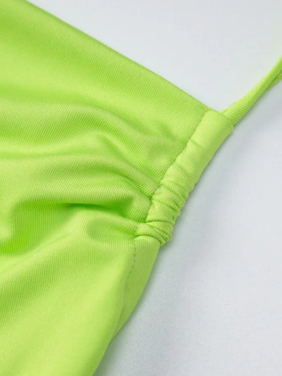 Onbely Strappy Robe Verte Longue Dos Nu avec Fendu le Côté de Cocktail