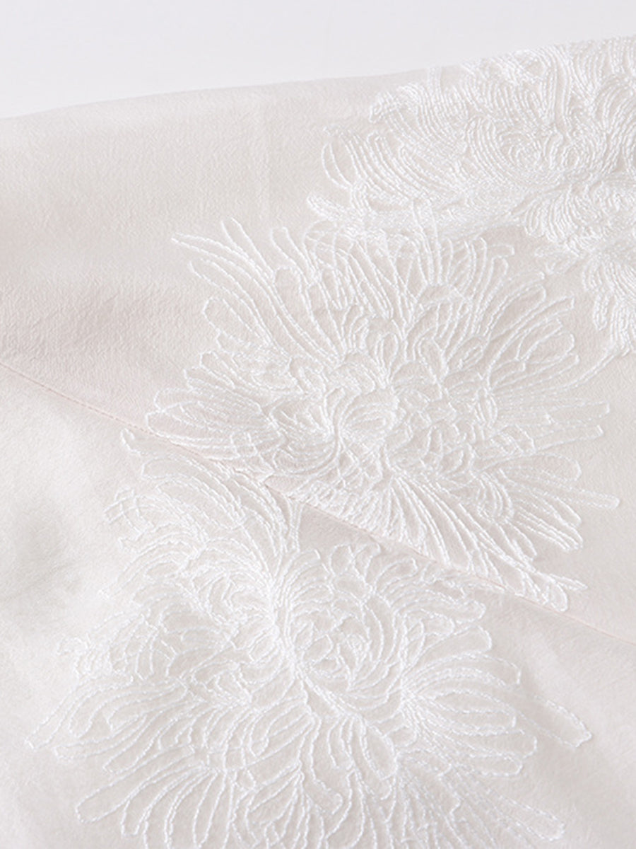 Onbely blouse 2-In-1 bouton chinois à nœud brodée