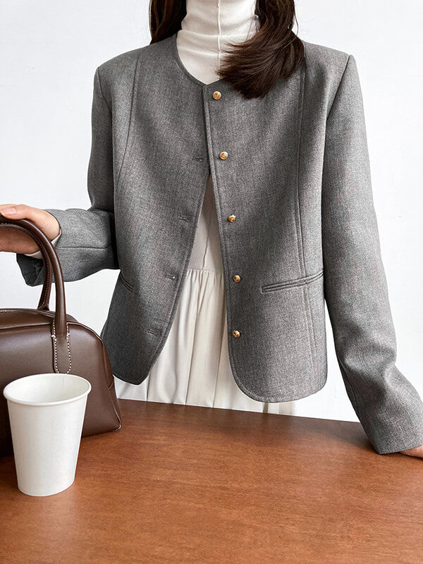 Onbely blazer boutonnage avec poches manches longues femme mode - onbely