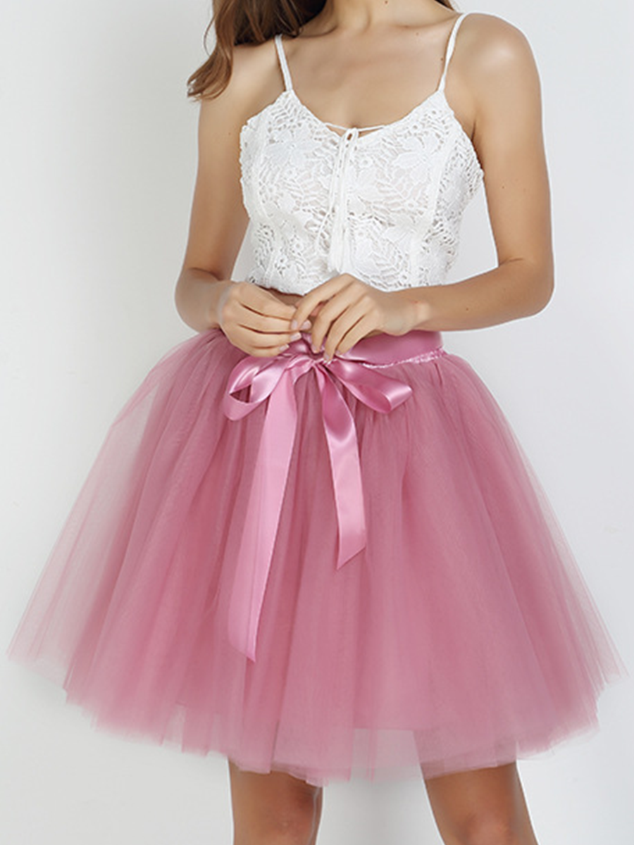 Onbely Jupe mi-longue en tulle avec ceinture élégante pour femme