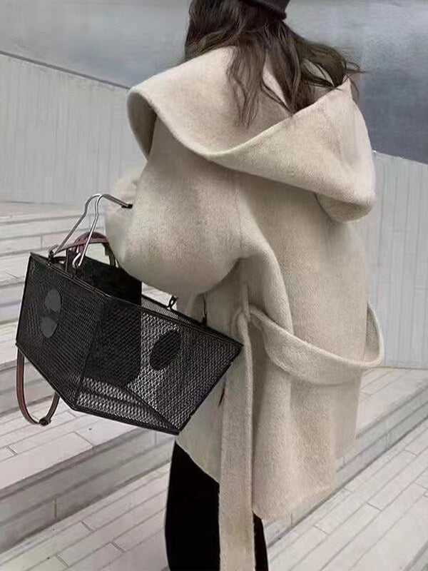 Onbely manteau en laine à capuche femme - onbely