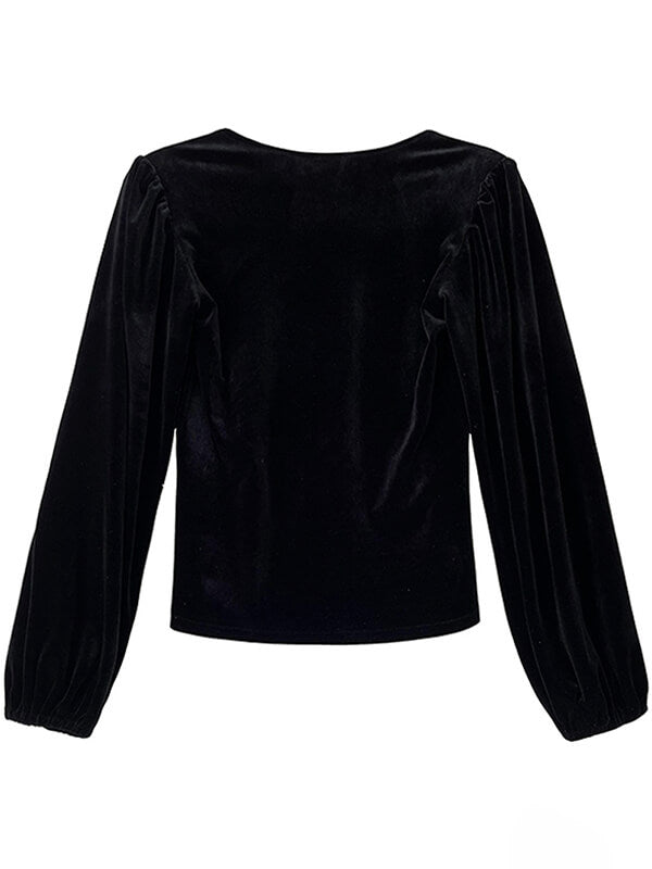 Onbely hauts noir velours col carré pour femme - onbely