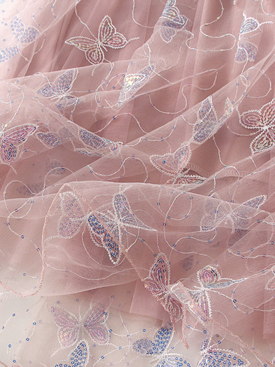Onbely jupe longue tulle papillons brillante paillette femme