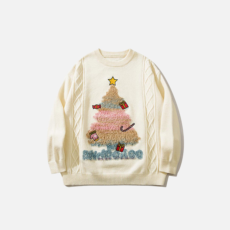 Pull de Noël tricoté à motif de sapin