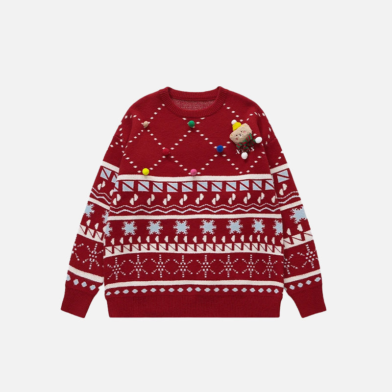 Pull de Noël tricoté à motif de neige