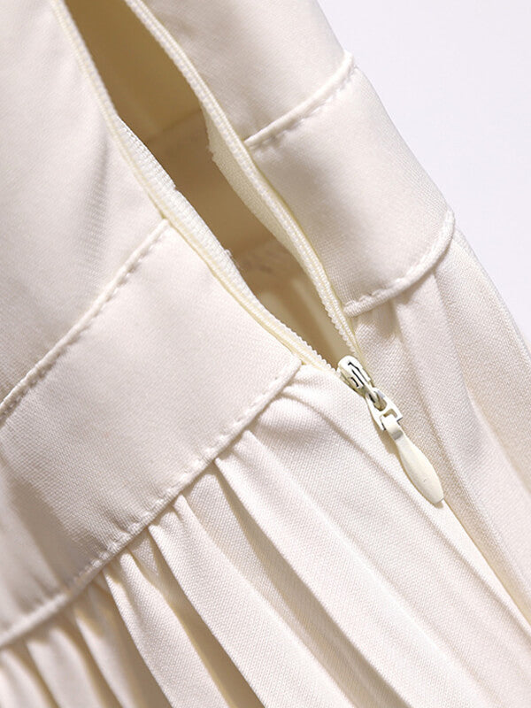 Onbely robe blazer longue plissé avec ceinture femme mode blanche
