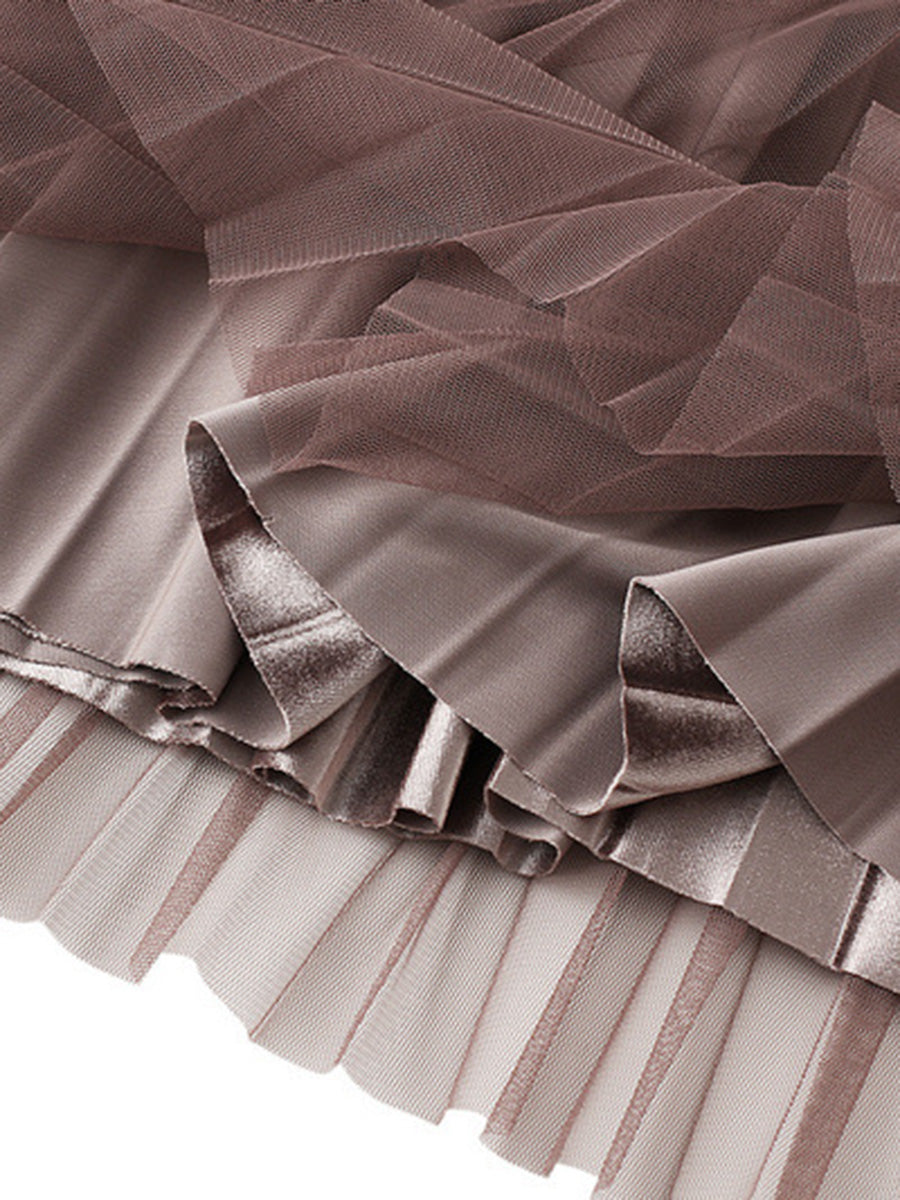 Onbely jupe longue plissé velours tulle femme élégant