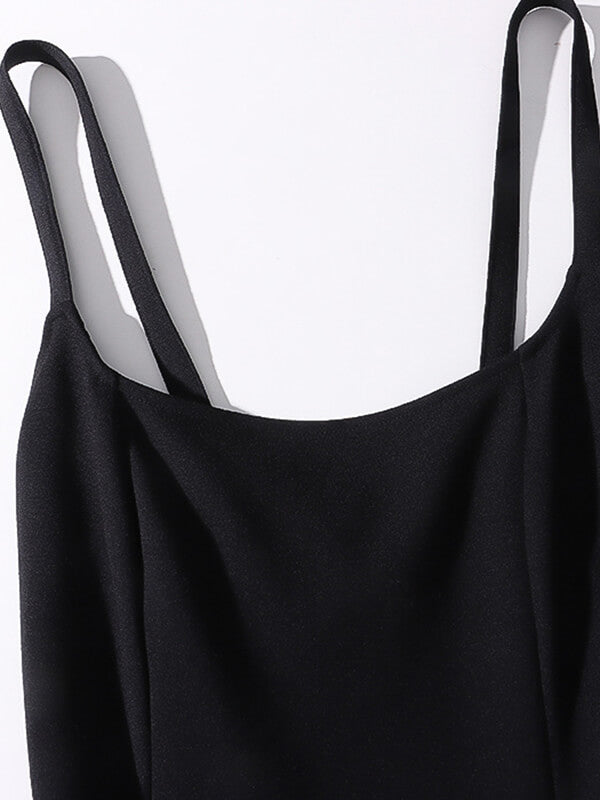 Onbely mini robe élégant noir col carré - onbely