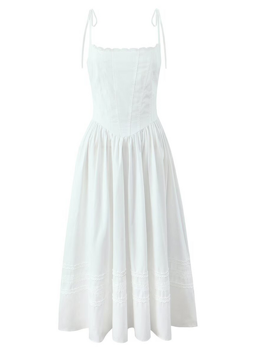 Onbely Robe Midi trapèze Dentelle à fines brides Cocktail