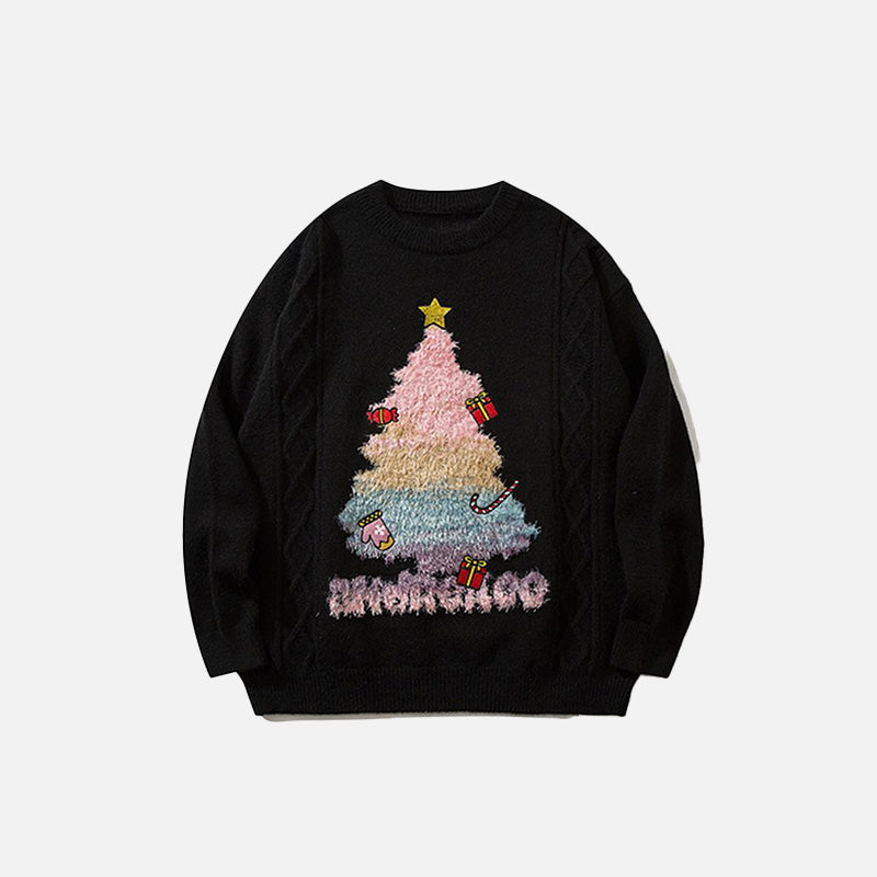 Pull de Noël tricoté à motif de sapin