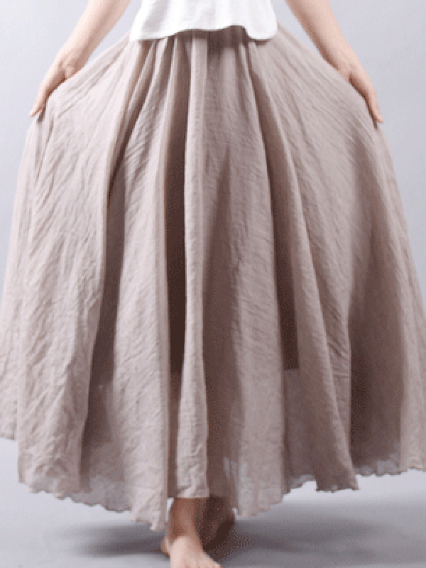 Onbely jupe longue coton unicolore fluide femme décontracté - onbely