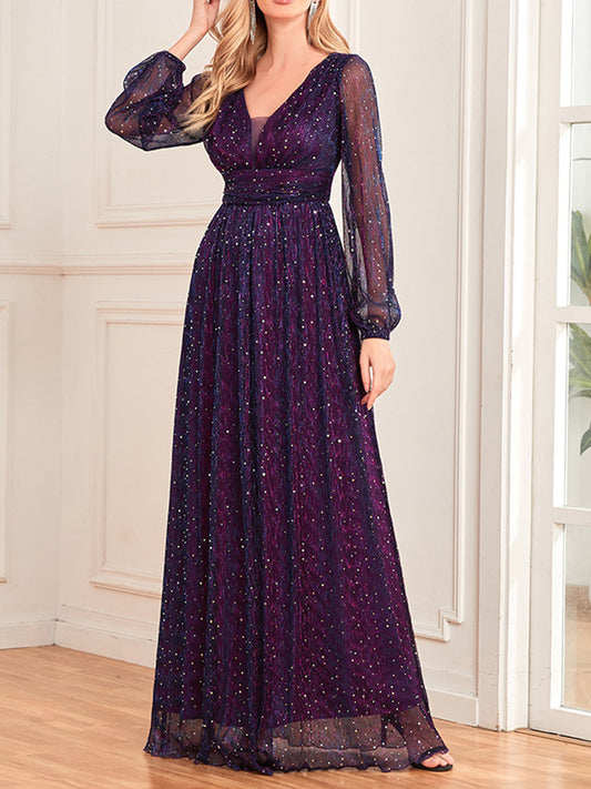 Onbely Robe de soirée maxi longue élégante avec paillettes brillantes pour un mariage femme cérémonie