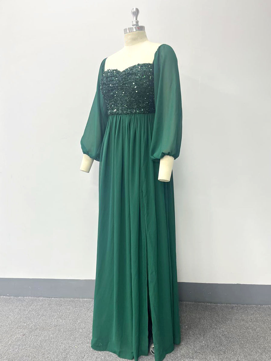 Onbely Robe de soirée maxi longue fendue sur le côté brillante avec paillettes pour un mariage femme cérémonie