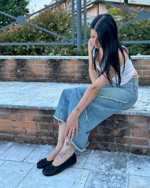 Chaussures Tabi noires avec nœud