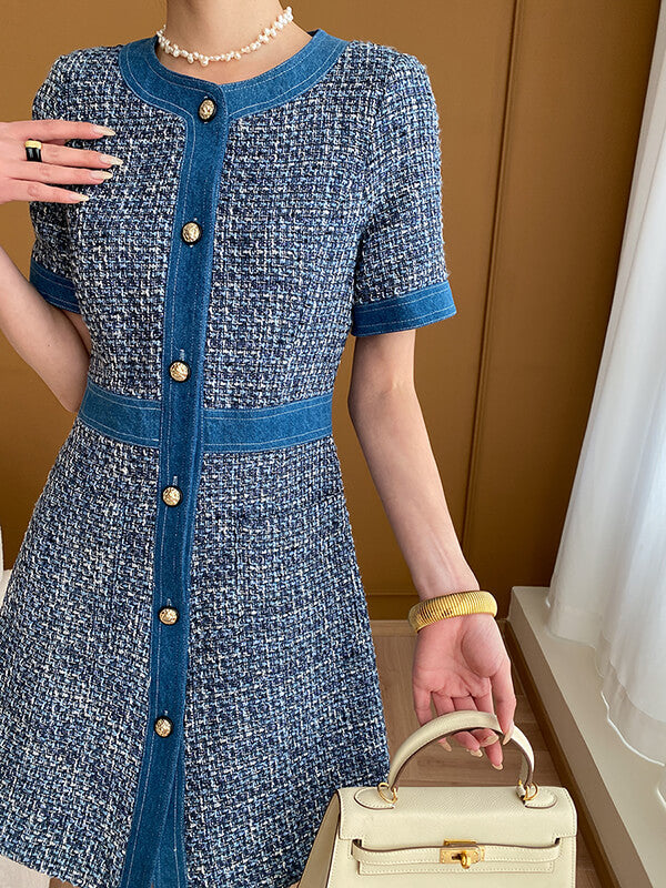 Onbely mini robe en tweed jean mode - onbely