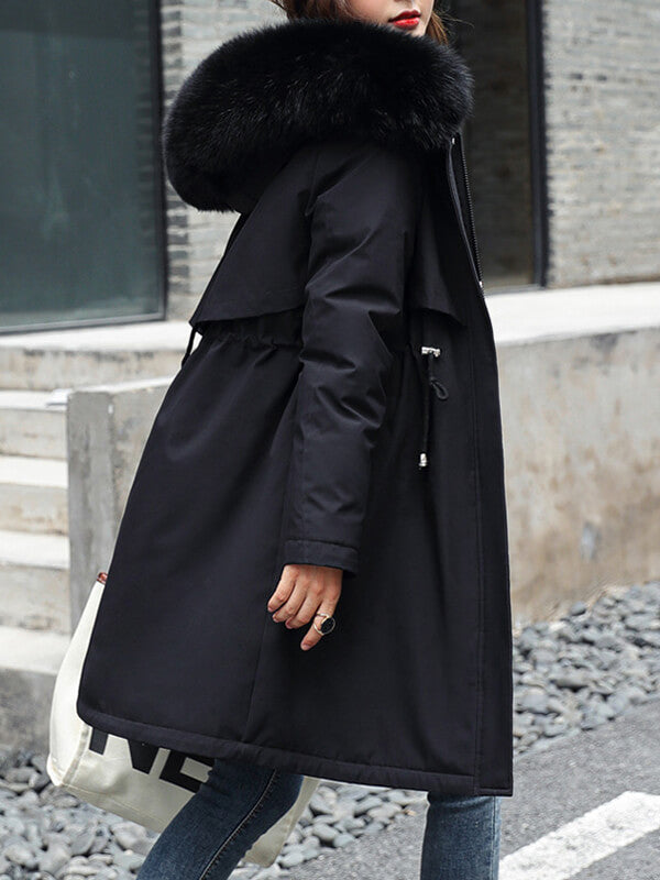 Onbely parka longue doublé polaire avec poches à capuche femme hiver