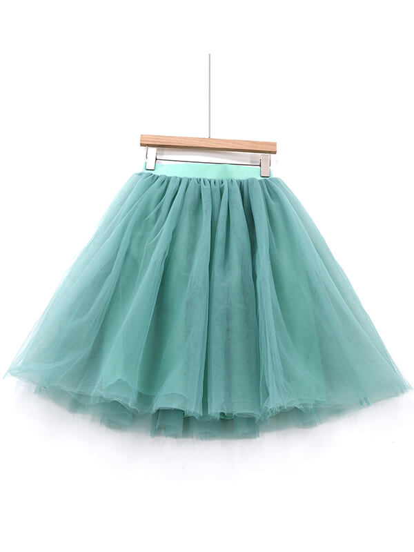 Onbely mi-longue jupe plissé bouffante tutu en tulle élégant femme vert d'eau - onbely