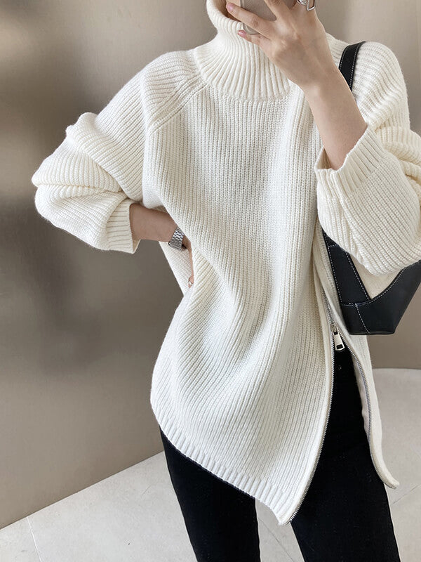 Onbely pull mode col montant fermeture éclair pour femme - onbely