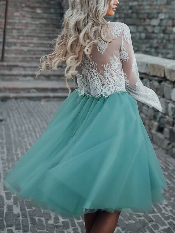 Onbely mi-longue jupe plissé bouffante tutu en tulle élégant femme vert d'eau - onbely
