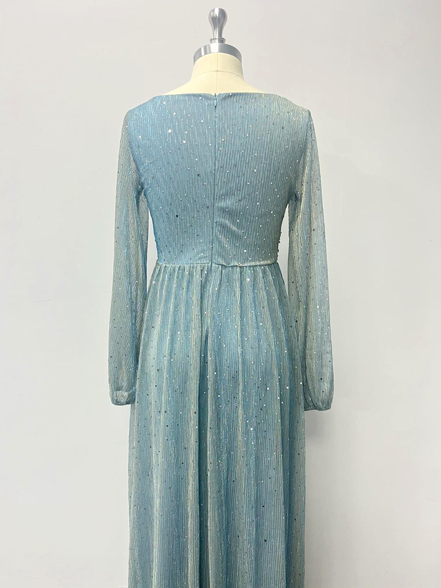 Onbely Robe de soirée maxi longue élégante avec paillettes brillantes pour un mariage femme cérémonie