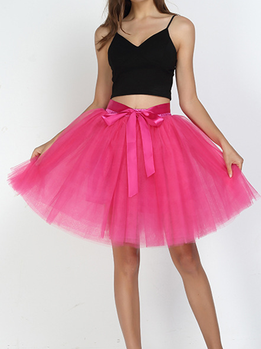 Onbely Jupe mi-longue en tulle avec ceinture élégante pour femme