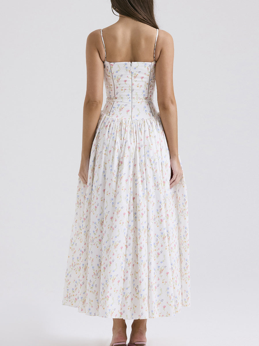 Onbely robe de soirée longue à fines brides imprimé à fleurie bal de promo