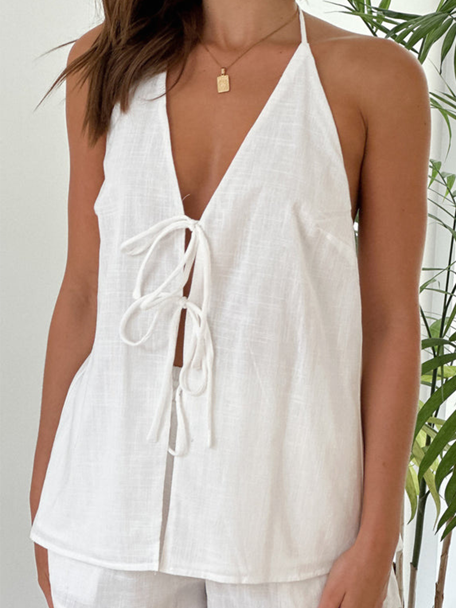 Onbely Ensemble courte strappy licou dos nu sans manches décontracté