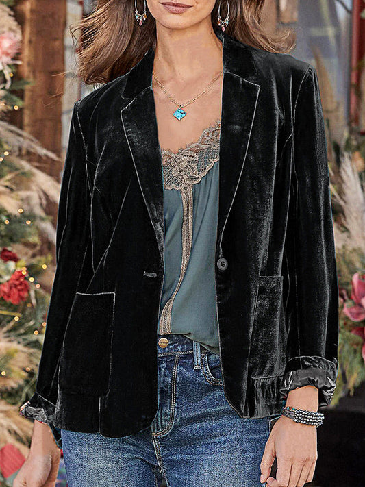 Onbely blazer velours avec poches pour femme